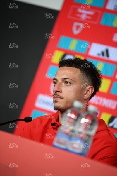 230326 - Wales Football Media Interviews - Ethan Ampadu of Wales speaks to the press ahead of the upcoming World Cup play off match against Bosnia-Herzegovina