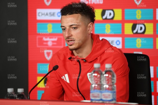 230326 - Wales Football Media Interviews - Ethan Ampadu of Wales speaks to the press ahead of the upcoming World Cup play off match against Bosnia-Herzegovina
