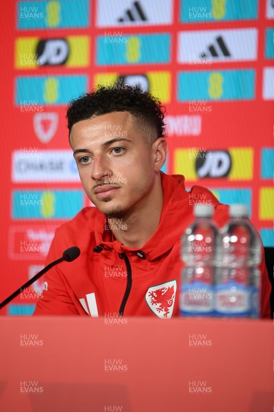 230326 - Wales Football Media Interviews - Ethan Ampadu of Wales speaks to the press ahead of the upcoming World Cup play off match against Bosnia-Herzegovina