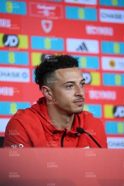 230326 - Wales Football Media Interviews - Ethan Ampadu of Wales speaks to the press ahead of the upcoming World Cup play off match against Bosnia-Herzegovina