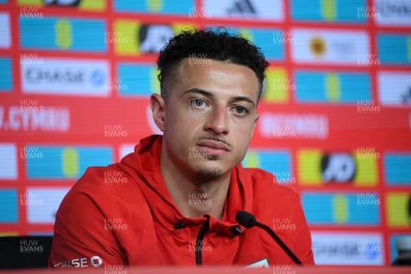230326 - Wales Football Media Interviews - Ethan Ampadu of Wales speaks to the press ahead of the upcoming World Cup play off match against Bosnia-Herzegovina
