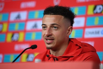 250326 - Wales Football Media Interviews - Wales Captain, Ethan Ampadu speaks to the press ahead of tomorrow’s World Cup play-off match against Bosnia-Herzegovina