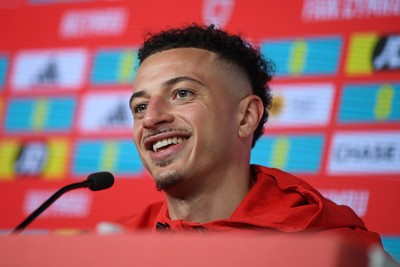 250326 - Wales Football Media Interviews - Wales Captain, Ethan Ampadu speaks to the press ahead of tomorrow’s World Cup play-off match against Bosnia-Herzegovina