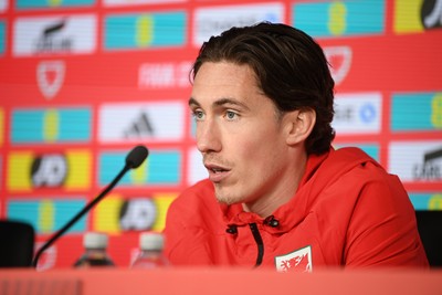 300326 - Harry Wilson of Wales speaks to the press ahead of the upcoming match against Northern Ireland