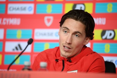 300326 - Harry Wilson of Wales speaks to the press ahead of the upcoming match against Northern Ireland