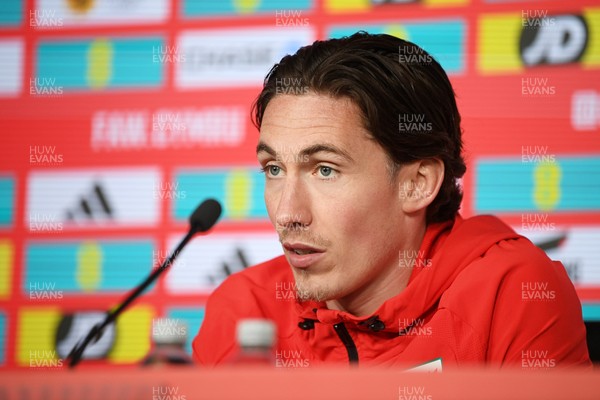 300326 - Harry Wilson of Wales speaks to the press ahead of the upcoming match against Northern Ireland