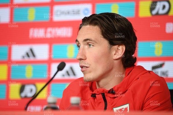 300326 - Harry Wilson of Wales speaks to the press ahead of the upcoming match against Northern Ireland
