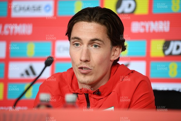 300326 - Harry Wilson of Wales speaks to the press ahead of the upcoming match against Northern Ireland