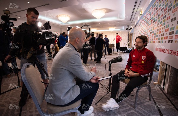 141122 - Wales Football Media Interviews - Joe Allen of Wales during a media interview session ahead of the Wales team departure for the FIFA World Cup in Qatar