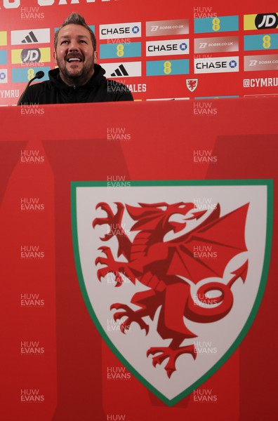 130324 - Wales Football Press Conference - Wales U21 manager Matty Jones during press conference to announce his squad for the Cymru U21 March international window, where Cymru will face Lithuania and Morocco