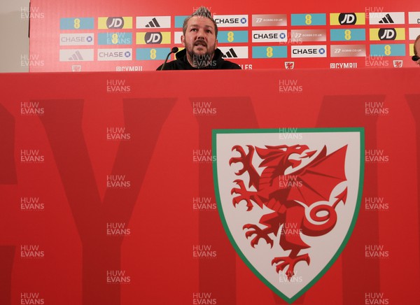 130324 - Wales Football Press Conference - Wales U21 manager Matty Jones during press conference to announce his squad for the Cymru U21 March international window, where Cymru will face Lithuania and Morocco