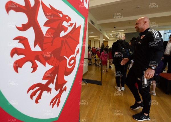 190522 - Wales Football Squad Announcement - Wales manager Rob Page arrives at a press conference to announce a 27-player squad for the forthcoming June international matches, including the FIFA World Cup play-off final against either Scotland or Ukraine
