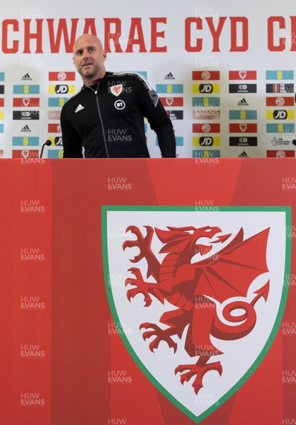 190522 - Wales Football Squad Announcement - Wales manager Rob Page arrives at a press conference to announce a 27-player squad for the forthcoming June international matches, including the FIFA World Cup play-off final against either Scotland or Ukraine