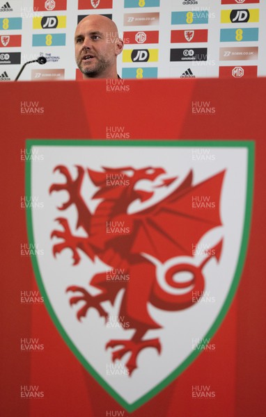 190522 - Wales Football Squad Announcement - Wales manager Rob Page during a press conference to announce a 27-player squad for the forthcoming June international matches, including the FIFA World Cup play-off final against either Scotland or Ukraine