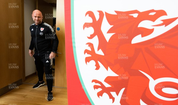 190522 - Wales Football Squad Announcement - Wales manager Rob Page leaves a press conference after announcing a 27-player squad for the forthcoming June international matches, including the FIFA World Cup play-off final against either Scotland or Ukraine