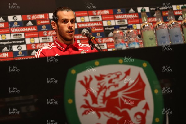 180616 - Wales Football Training - Gareth Bale of Wales talks to the media