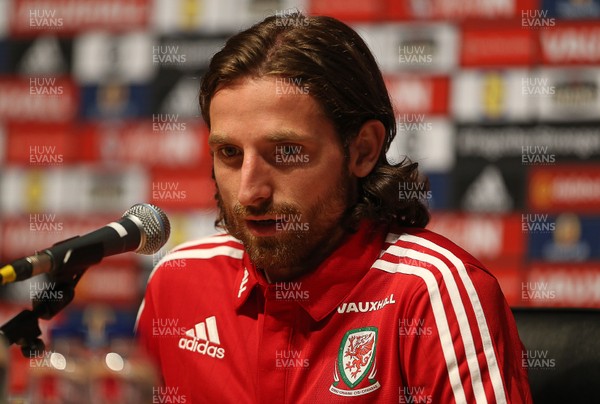 180616 - Wales Football Training - Joe Allen of Wales talks to the media