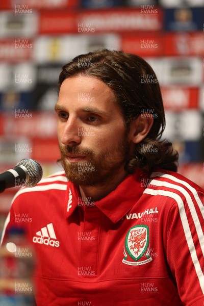 180616 - Wales Football Training - Joe Allen of Wales talks to the media