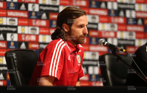 180616 - Wales Football Training - Joe Allen of Wales talks to the media