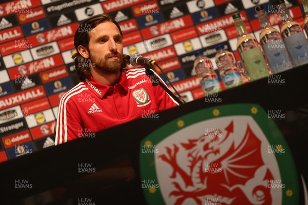 180616 - Wales Football Training - Joe Allen of Wales talks to the media