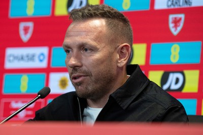 280825 - Wales Manager, Craig Bellamy speaks in a Press Conference at the FAW HQ in Cardiff to announce his squad for the upcoming World Cup qualifier against Kazakhstan 