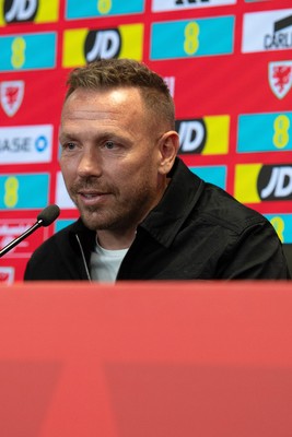 280825 - Wales Manager, Craig Bellamy speaks in a Press Conference at the FAW HQ in Cardiff to announce his squad for the upcoming World Cup qualifier against Kazakhstan 