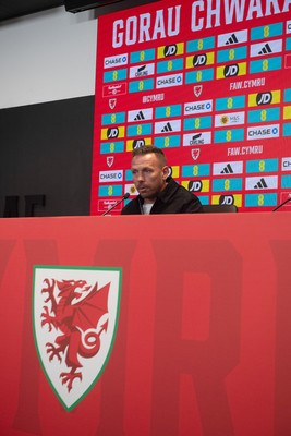 280825 - Wales Manager, Craig Bellamy speaks in a Press Conference at the FAW HQ in Cardiff to announce his squad for the upcoming World Cup qualifier against Kazakhstan 