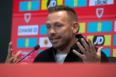 280825 - Wales Manager, Craig Bellamy speaks in a Press Conference at the FAW HQ in Cardiff to announce his squad for the upcoming World Cup qualifier against Kazakhstan 