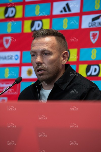 280825 - Wales Manager, Craig Bellamy speaks in a Press Conference at the FAW HQ in Cardiff to announce his squad for the upcoming World Cup qualifier against Kazakhstan 