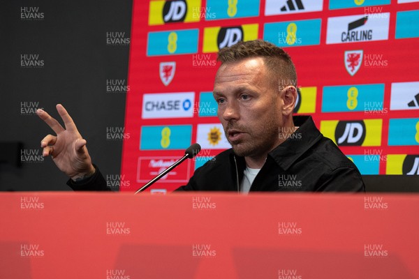 280825 - Wales Manager, Craig Bellamy speaks in a Press Conference at the FAW HQ in Cardiff to announce his squad for the upcoming World Cup qualifier against Kazakhstan 