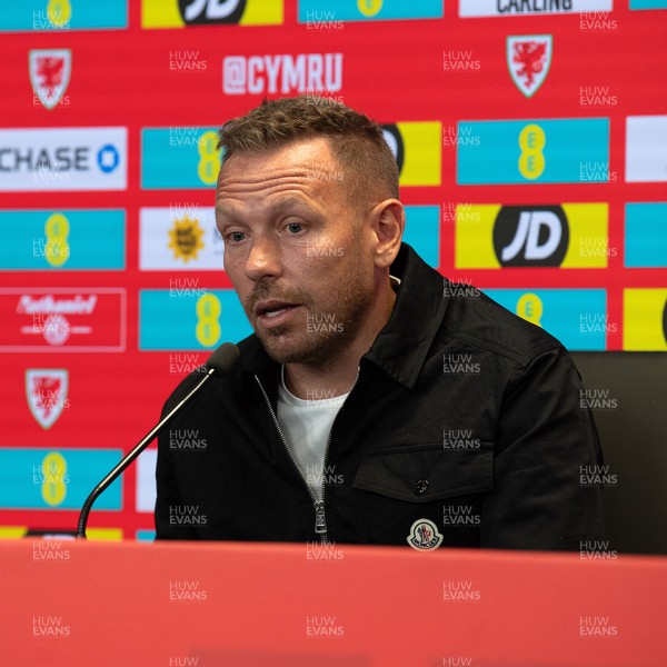 280825 - Wales Manager, Craig Bellamy speaks in a Press Conference at the FAW HQ in Cardiff to announce his squad for the upcoming World Cup qualifier against Kazakhstan 