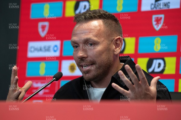 280825 - Wales Manager, Craig Bellamy speaks in a Press Conference at the FAW HQ in Cardiff to announce his squad for the upcoming World Cup qualifier against Kazakhstan 