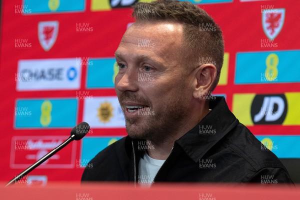 280825 - Wales Manager, Craig Bellamy speaks in a Press Conference at the FAW HQ in Cardiff to announce his squad for the upcoming World Cup qualifier against Kazakhstan 