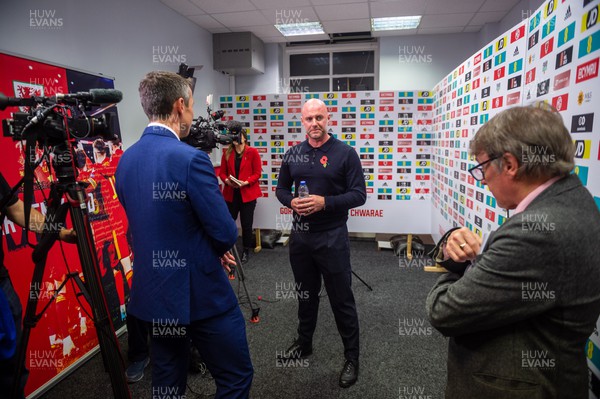 091122 - Wales Football World Cup Squad Announcement - Wales manager Rob Page speaks to the press after announcing the Wales World Cup 2022 squad at Tylorstown Welfare Club 
