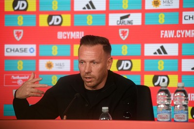170326 - Wales Football Squad Announcement - Wales Manager, Craig Bellamy speaks during a press conference after announcing his squad for the upcoming World Cup play-off match against Bosnia-Herzegovina  