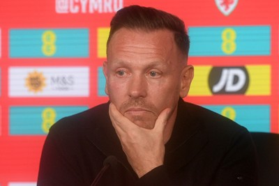 170326 - Wales Football Squad Announcement - Wales Manager, Craig Bellamy speaks during a press conference after announcing his squad for the upcoming World Cup play-off match against Bosnia-Herzegovina  