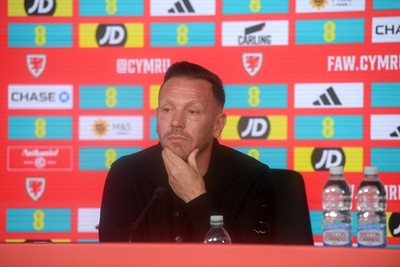 170326 - Wales Football Squad Announcement - Wales Manager, Craig Bellamy speaks during a press conference after announcing his squad for the upcoming World Cup play-off match against Bosnia-Herzegovina  