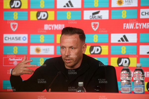 170326 - Wales Football Squad Announcement - Wales Manager, Craig Bellamy speaks during a press conference after announcing his squad for the upcoming World Cup play-off match against Bosnia-Herzegovina  
