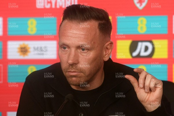 170326 - Wales Football Squad Announcement - Wales Manager, Craig Bellamy speaks during a press conference after announcing his squad for the upcoming World Cup play-off match against Bosnia-Herzegovina  
