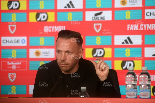 170326 - Wales Football Squad Announcement - Wales Manager, Craig Bellamy speaks during a press conference after announcing his squad for the upcoming World Cup play-off match against Bosnia-Herzegovina  