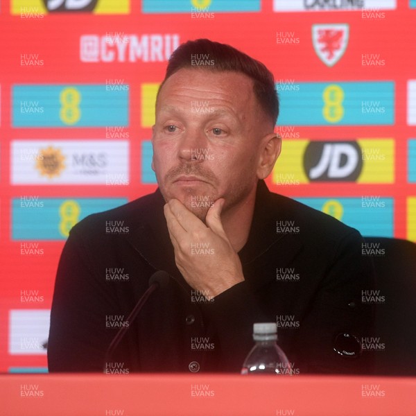 170326 - Wales Football Squad Announcement - Wales Manager, Craig Bellamy speaks during a press conference after announcing his squad for the upcoming World Cup play-off match against Bosnia-Herzegovina  