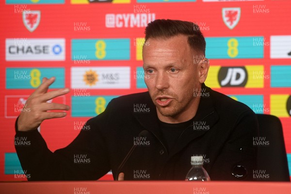 170326 - Wales Football Squad Announcement - Wales Manager, Craig Bellamy speaks during a press conference after announcing his squad for the upcoming World Cup play-off match against Bosnia-Herzegovina  