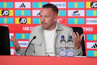 300925 - Wales Football Squad Announcement  - Wales Manager, Craig Bellamy speaks to the press after announcing his squad for the upcoming Friendly match against England and Euro Qualifier match against Belgium