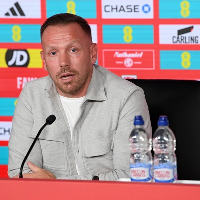 300925 - Wales Football Squad Announcement  - Wales Manager, Craig Bellamy speaks to the press after announcing his squad for the upcoming Friendly match against England and Euro Qualifier match against Belgium
