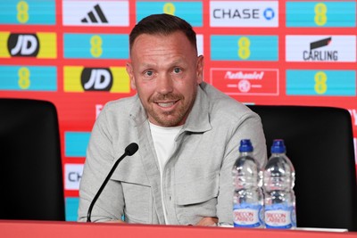 300925 - Wales Football Squad Announcement  - Wales Manager, Craig Bellamy speaks to the press after announcing his squad for the upcoming Friendly match against England and Euro Qualifier match against Belgium