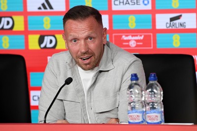 300925 - Wales Football Squad Announcement  - Wales Manager, Craig Bellamy speaks to the press after announcing his squad for the upcoming Friendly match against England and Euro Qualifier match against Belgium