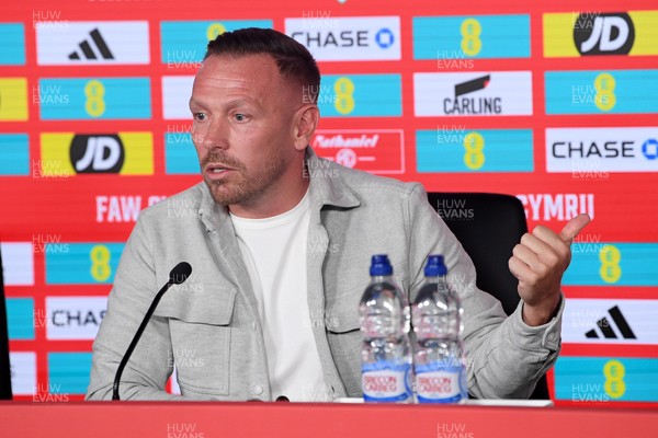 300925 - Wales Football Squad Announcement  - Wales Manager, Craig Bellamy speaks to the press after announcing his squad for the upcoming Friendly match against England and Euro Qualifier match against Belgium