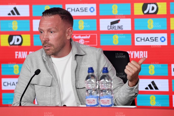 300925 - Wales Football Squad Announcement  - Wales Manager, Craig Bellamy speaks to the press after announcing his squad for the upcoming Friendly match against England and Euro Qualifier match against Belgium