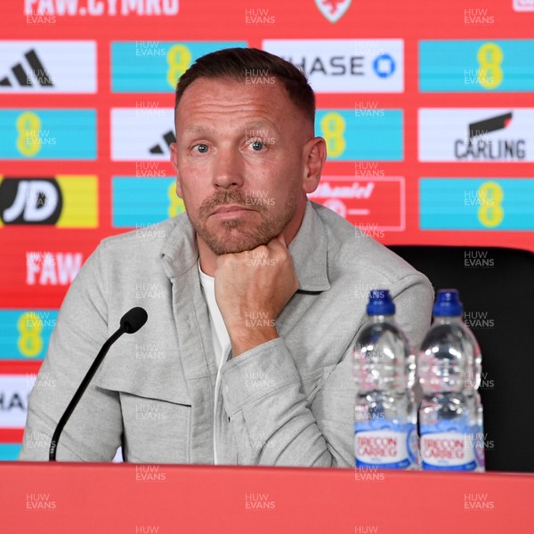 300925 - Wales Football Squad Announcement  - Wales Manager, Craig Bellamy speaks to the press after announcing his squad for the upcoming Friendly match against England and Euro Qualifier match against Belgium