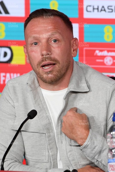 300925 - Wales Football Squad Announcement  - Wales Manager, Craig Bellamy speaks to the press after announcing his squad for the upcoming Friendly match against England and Euro Qualifier match against Belgium